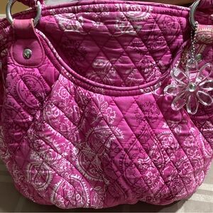 Vera Bradley Pink Quilted Shoulder Bag with Flower Accent